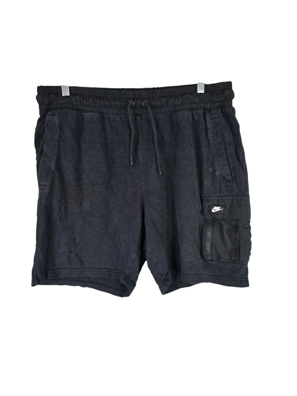 Mens Nike Black Cargo Shorts Drawstring Waist Athletic Wear 100% Cotton Size XL